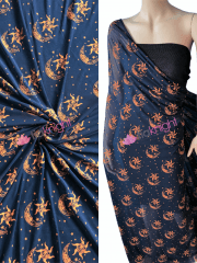 Power Mesh/ Net 4 Way Stretch Material- Celestial Sun & Moon Navy SQ637 NYRST