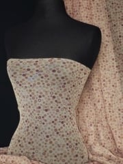 Power Mesh/ Net 4 Way Stretch- Stone/Brown Polka Dots Q1066 STN