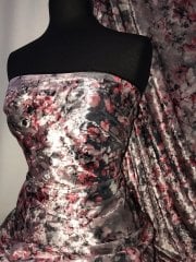 Premium Velvet Heavy Scuba Backed Stretch Spandex Fabric- Cherry Blossom SQ314 GRPN