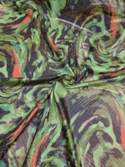 Printed Hologram Swimwear Lycra 4 Way Stretch Fabric- Green Reptile SQ601 GRNBR