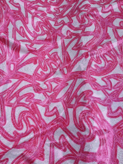Printed Hologram Swimwear Lycra 4 Way Stretch Fabric- Raspberry Ripple SQ596 PNWHT