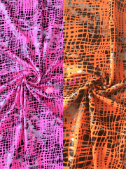 Printed Hologram Swimwear Lycra 4 Way Stretch Fabric- Reptile SQ571