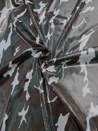 Printed Hologram Swimwear Lycra 4 Way Stretch Fabric- Sparkle Camouflage SQ594 GRN