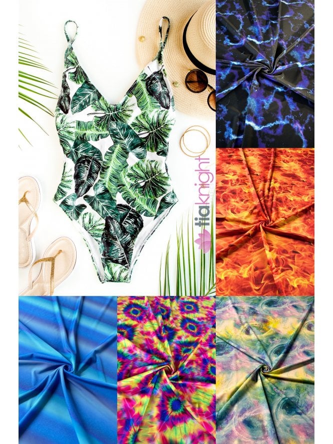 Printed Matte Swimwear Nylon Lycra 4 Way Stretch Fabric