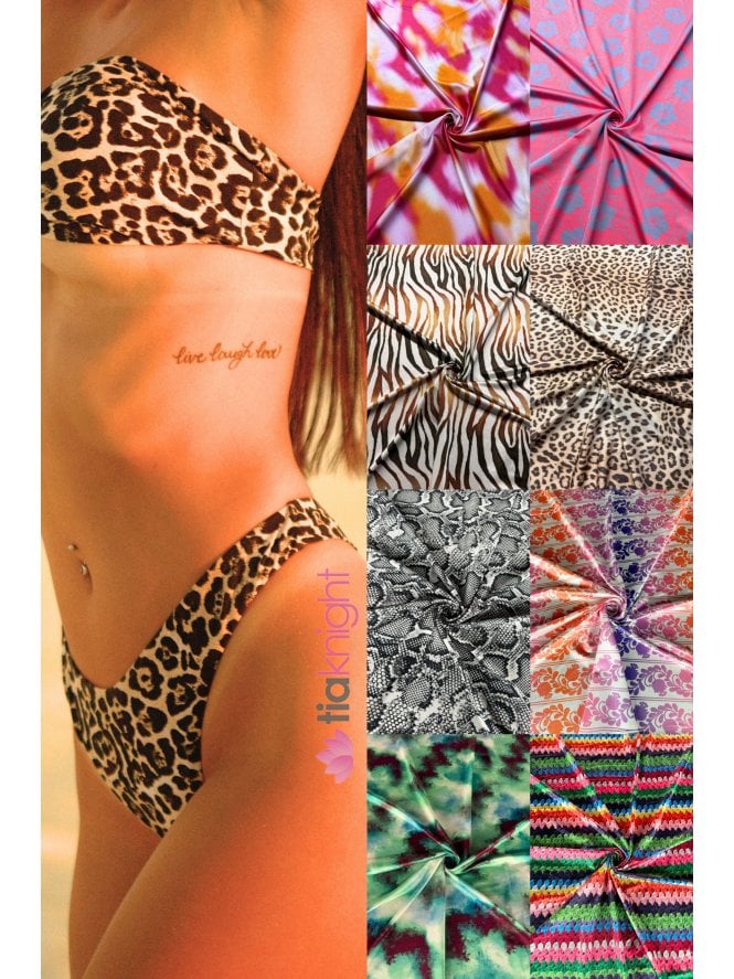 Printed Shiny Swimwear Nylon Lycra 4 Way Stretch Fabric