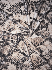 Printed Silk Touch 4 Way Stretch Fabric- Ivory/Black Reptile SQ418 IVBK