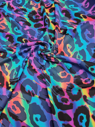 Printed Swimwear Lycra 4 Way Stretch Fabric- Animal Rainbow SQ585 MLT