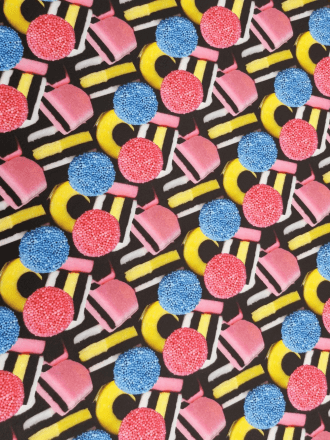 Printed Swimwear Lycra 4 Way Stretch Fabric- Sweets & Candy SQ589 MLT