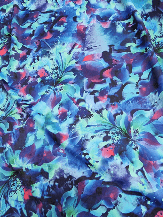 Printed Swimwear Lycra 4 Way Stretch Fabric- Water Splash SQ583 BL
