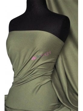 Soft Fine Rib 100% Cotton Knit Material- Olive Q61 OLV
