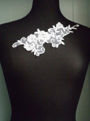 Pure White Flower Organza Neck Appliqué