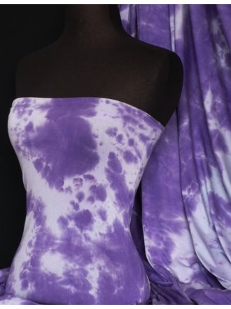 Purple/Blue Tie Dye Viscose Cotton Stretch Fabric