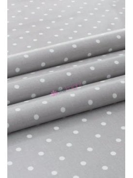 PVC Table Runner Upholstery Fabric- Dotted Dove Grey SQ944 GRWHT