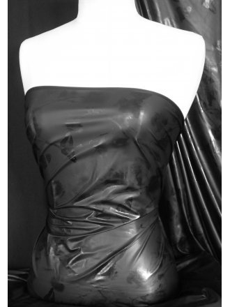 PVC Wetlook Super Soft Butterfly Print Fabric- Black Q1289 BK