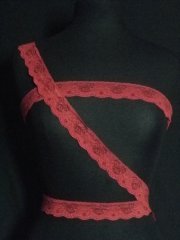 Raspberry Red Floral Lace Trim