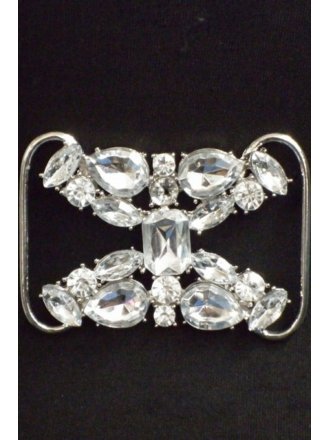 Rhinestone Belt Buckle- Clear Silver EM181 SLV