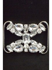 Rhinestone Belt Buckle- Clear Silver EM181 SLV