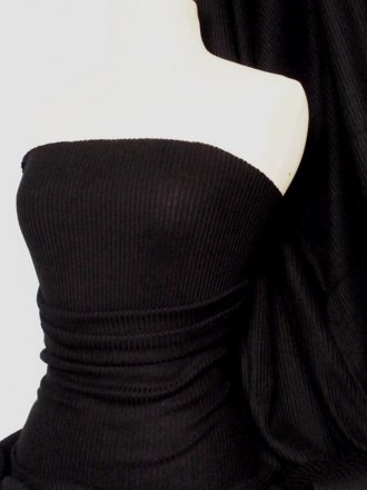 Rib Sweater Knit Acrylic Soft Tubular Fabric- Black Q954 BK