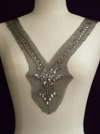 Rich Black Long Line Beaded Neck Piece