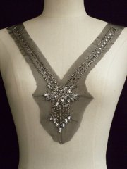 Rich Black Long Line Beaded Neck Piece