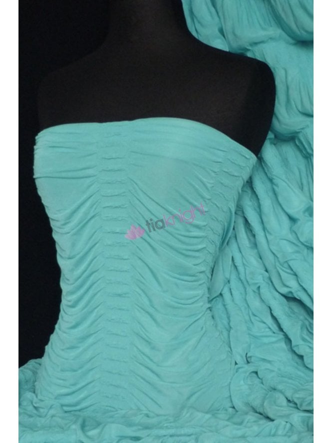 Ruched Catwalk Look 4 Way Stretch Fabric- Aqua Blue Q802 AQ