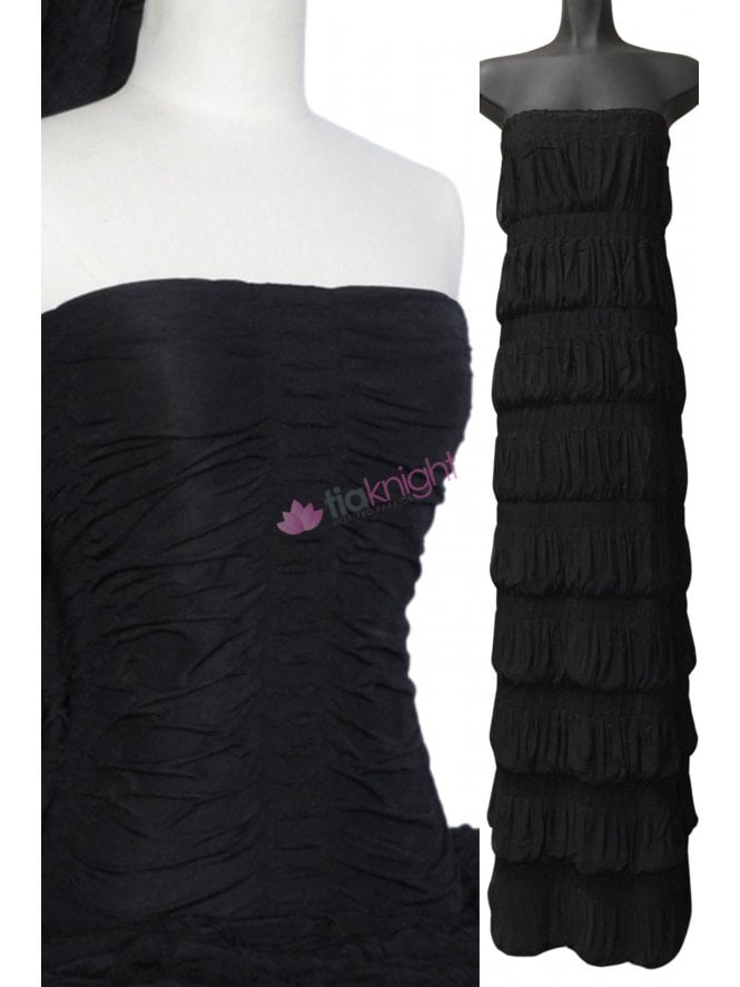 Ruched Catwalk Look 4 Way Stretch Fabric- Black Q802 BK