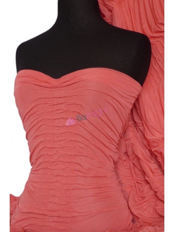Ruched Catwalk Look 4 Way Stretch Fabric- Coral Q804 CRL