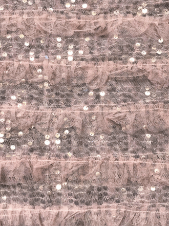 Ruffle Sequins Delicate Stretch Mesh/Net Fabric- Baby Pink SQ738 BPN
