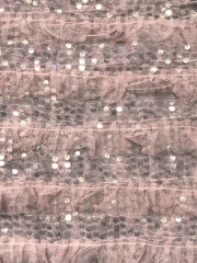 Ruffle Sequins Delicate Stretch Mesh/Net Fabric- Baby Pink SQ738 BPN