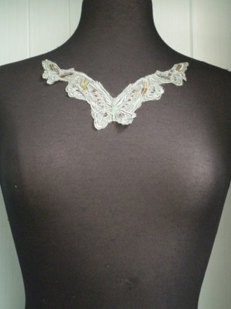 Sage Green Sequin Beaded Butterfly Neck Piece