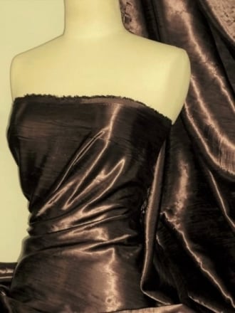 Satin Crushed Charlotte Creased Look Fabric- Dark Chocolate STN66 DKCH