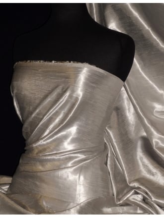 Satin Crushed Charlotte Crinkle Look Creased Fabric- Champagne STN63 CHAMP