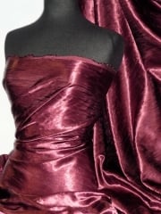 Satin Crushed Charlotte Crinkle Look Creased Fabric- Claret STN63 CLT
