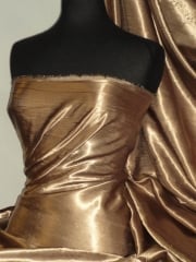 Satin Crushed Charlotte Crinkle Look Creased Fabric- Gold STN63 GLD