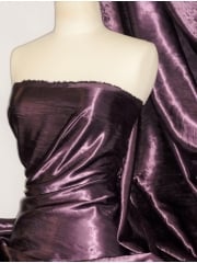 Satin Crushed Charlotte Crinkle Look Creased Fabric- Plum STN63 PLM