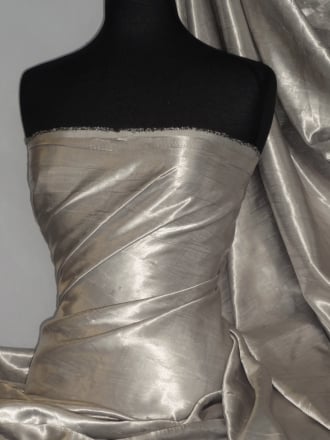 Satin Crushed Charlotte Crinkle Look Creased Fabric- Silver Grey STN63 SLVGR