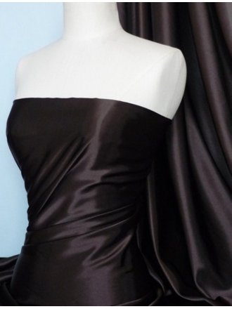 Satin Fabric Material- Dark Chocolate Q449 DCHO