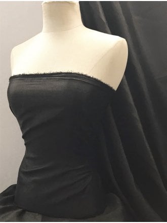 Satin Faux Silk Effect Woven Fabric Material- Black SQ280 BK
