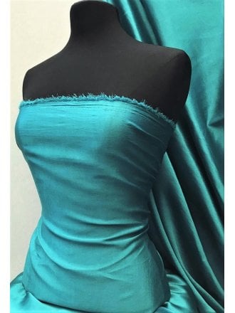 Satin Faux Silk Effect Woven Fabric Material- Teal SQ280 TL