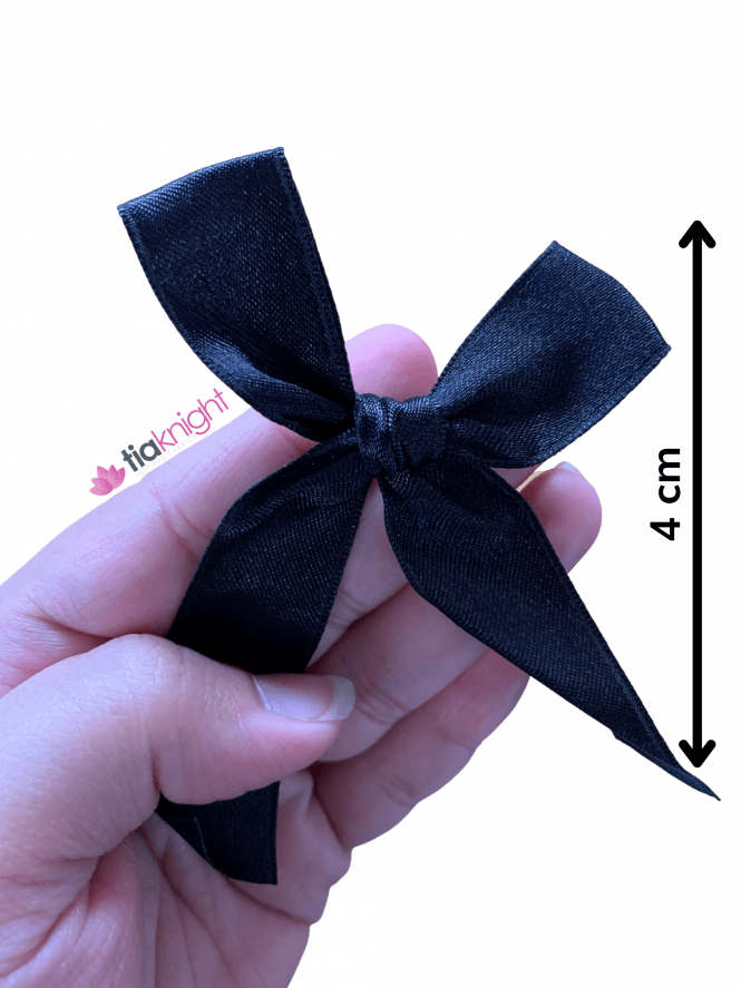 Satin Ribbon Bow Tie For Hair Fashion Crafts Decor- Black Mini 4cm
