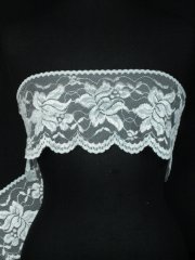 Scalloped Lotus Flower Embroidered Wide Non-Stretch Lace Trim- Ivory SY238 IV