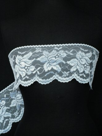 Scalloped Lotus Flower Embroidered Wide Non-Stretch Lace Trim- White SY238 WHT