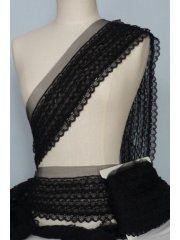 Scalloped Pleated Net Trimming- Elegant Black SY56 BK