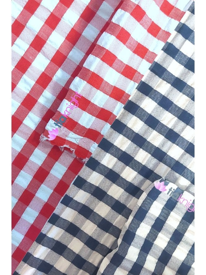 Seersucker Poly Cotton Woven Crafting Summer Dressmaking Fabric 59" Wide- Gingham SQ753