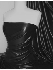 Semi Wet Look Stretch Lycra Fabric- Black Q782 BK