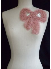 Sequin Bow Embellishment- Dusky Pink EM130 DPN