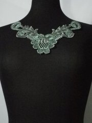 Sequin Floral Lace Neck Piece- Paradise Green EM140 PDSGR