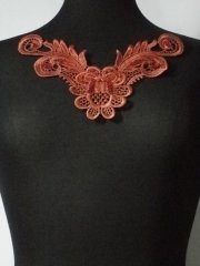 Sequin Floral Lace Neck Piece- Rust Orange EM140 RSOR