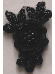Sequin Iron On Flower Motif- Black