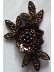 Sequin Iron On Flower Motif- Brown